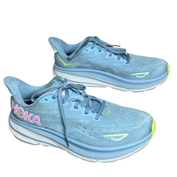 Hoka One One Clifton 9 Running Shoes Womens 8.5 Blue Walking Cushioned Athletic - Picture 4 of 15